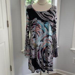 MSK Flattering A Line Dress Pretty Pattern  EUC